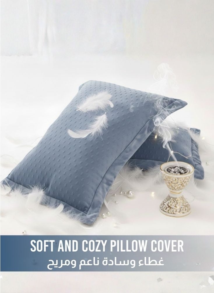 Comfort 7 Pieces Comforter Set, Fits 200 cm x 200 cm Bed, Microfiber King Size with Cozy Filling Best For Winter, Soft Premium Design – Sky Blue - Image 4